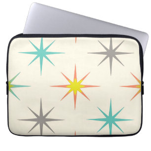 Capa Para Notebook Padrão Retro Starburst de Meados do Século