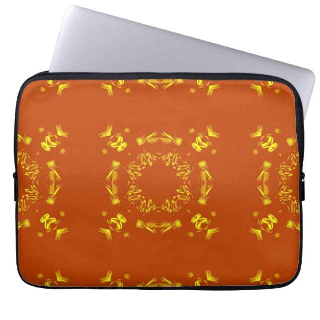 Capa Para Notebook Padrão Retroativo dos Damascos Florais Amarelos, L (Frente)