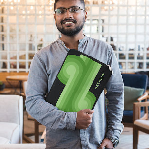 Capa Para Notebook Padrão Retroativo Preto do Verde limão Brilhante P