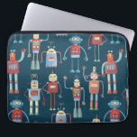 Capa Para Notebook Padrão robô escuro<br><div class="desc">Robôs bonitos e úteis do estilo dos anos 50. O vovô provavelmente fez isto no galpão. Inteligência artificial,  mas não de forma assustadora. Arte original de Nic Squirrell.</div>