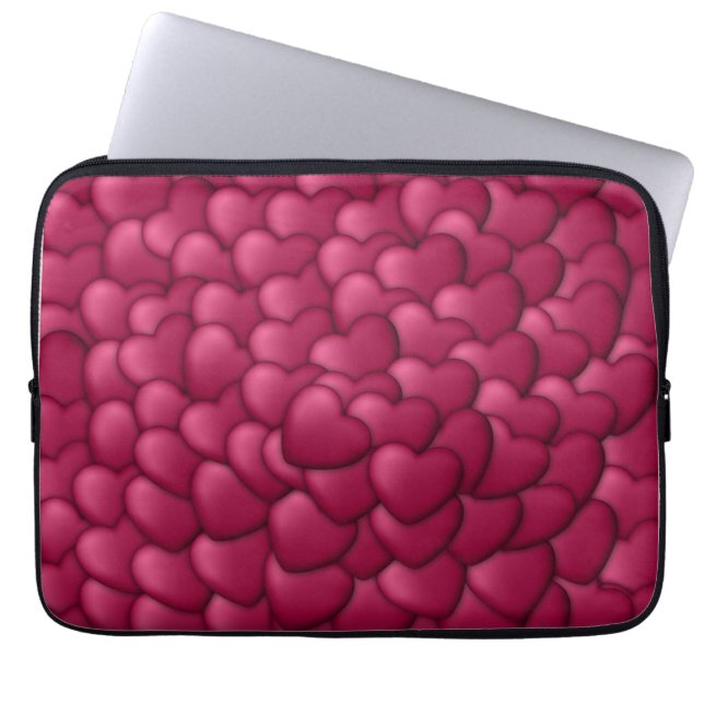 Capa Para Notebook Padrão Romântico de Corações Vermelhos 3D - 32322 (Frente)