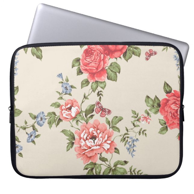 Capa Para Notebook PADRÃO rosa vermelha SEM COSTURA COM CINTOS AZUISs (Frente)