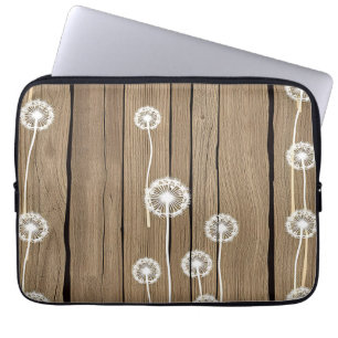 Capa Para Notebook Padrão Rústico de Madeira de Dente-de-Leão