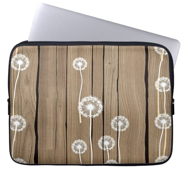 Capa Para Notebook Padrão Rústico de Madeira de Dente-de-Leão (Frente)