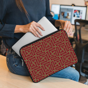 Capa Para Notebook Padrão Sayagata, Japonês, Borgonha e Dourado