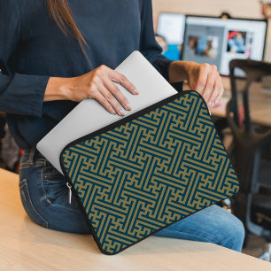 Capa Para Notebook Padrão Sayagata, japonês, Dourado e Marinho azul