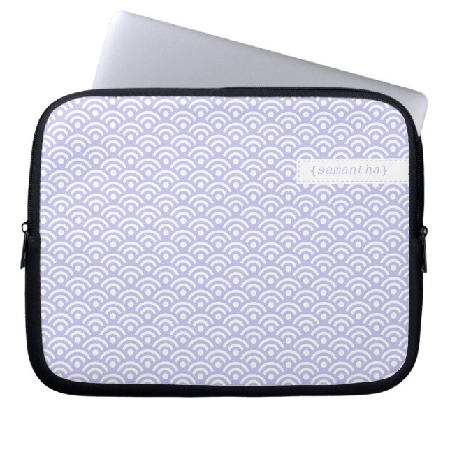 Capa Para Notebook Padrão Seigaiha Japonês da lavanda (Frente)