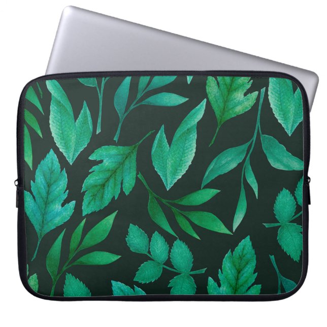 Capa Para Notebook Padrão sem costura aquarela com tinta manual azul (Frente)