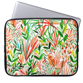 Capa Para Notebook Padrão sem costura aquarelas com folhas exóticas e
