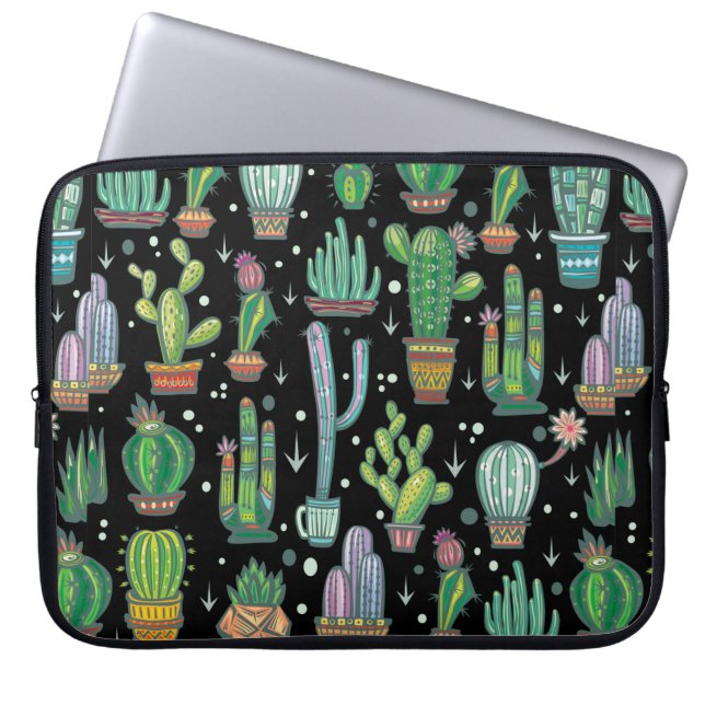 Capa Para Notebook Padrão sem costura com cactos bonitos (Frente)