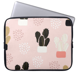 Capa Para Notebook Padrão sem costura com cactus suculentos folhas
