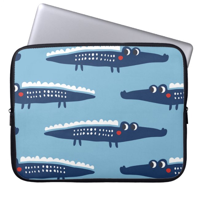 Capa Para Notebook Padrão sem costura com crocodilos (Frente)