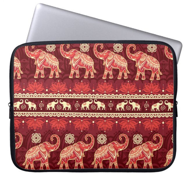 Capa Para Notebook Padrão sem costura com elefantes (Frente)