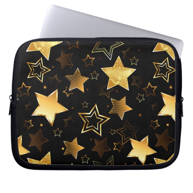 Capa Para Notebook Padrão sem costura com estrelas de Ouro (Frente)
