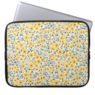 Capa Para Notebook Padrão sem costura com flores amarelas pequenas