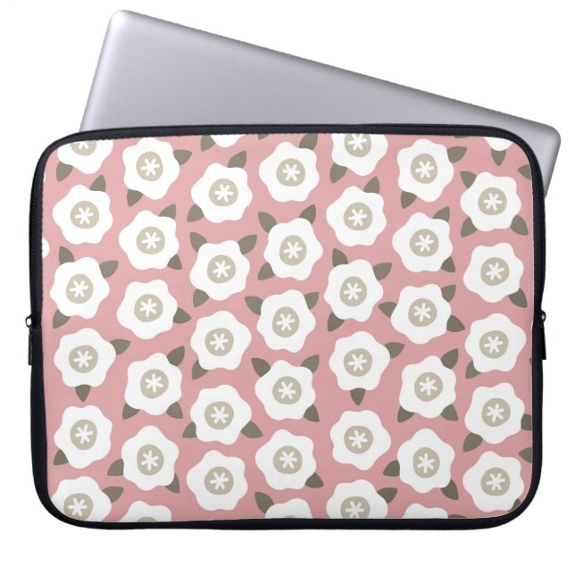Capa Para Notebook Padrão sem costura com flores bonitinhas em fundo  (Frente)