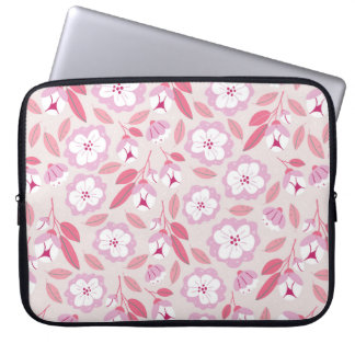 Capa Para Notebook Padrão sem costura com flores de primavera folhas