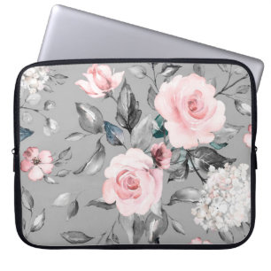Capa Para Notebook Padrão sem costura com flores e folhas de primaver