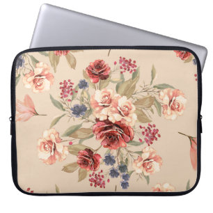Capa Para Notebook Padrão sem costura com flores e folhas. Floral p
