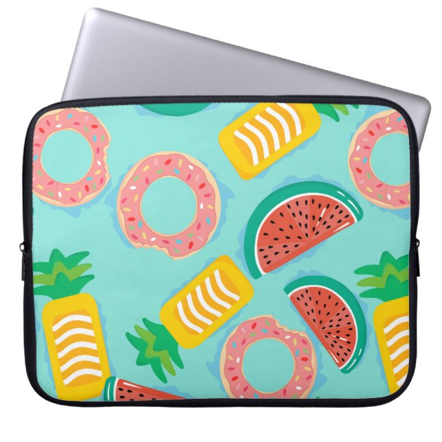 Capa Para Notebook Padrão sem costura com flutuadores na piscina. Pin (Frente)