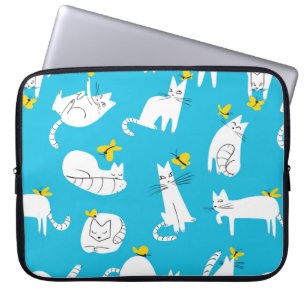Capa Para Notebook Padrão sem costura com gatos engraçados brincand