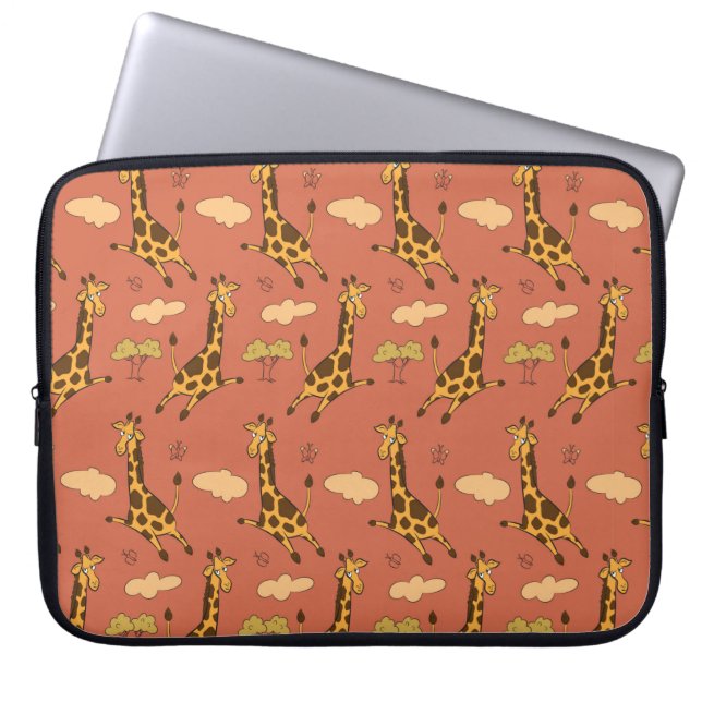 Capa Para Notebook Padrão sem costura com girafas (Frente)