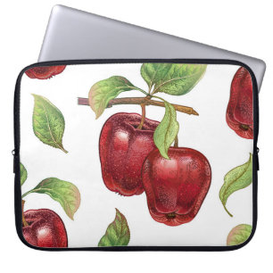 Capa Para Notebook Padrão sem costura com maçãs vermelhas. Vintag rea