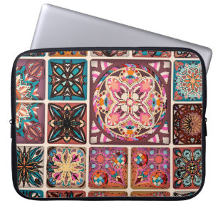 Capa Para Notebook Padrão sem costura com mandalas decorativas. Vinta