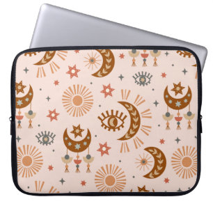 Capa Para Notebook padrão sem costura com o olho celeste, lua, sol