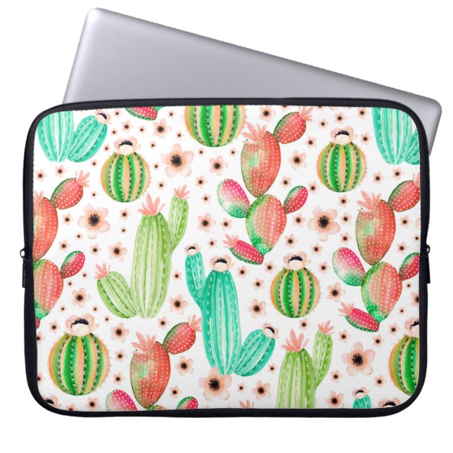 Capa Para Notebook Padrão sem costura com suculentos. Cache de aquare (Frente)