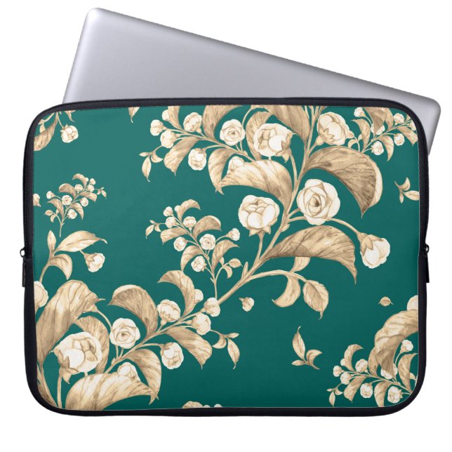 Capa Para Notebook Padrão sem costura de aquarelas de ramos em floraç (Frente)
