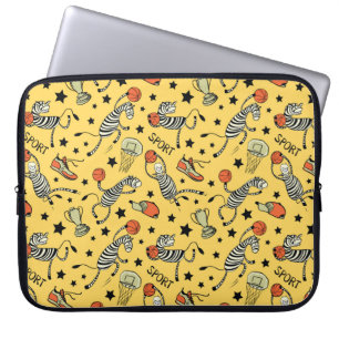 Capa Para Notebook Padrão sem costura de basquete com rabisco giro