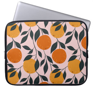 Capa Para Notebook Padrão Sem Costura De Citros De Laranja Vibrante