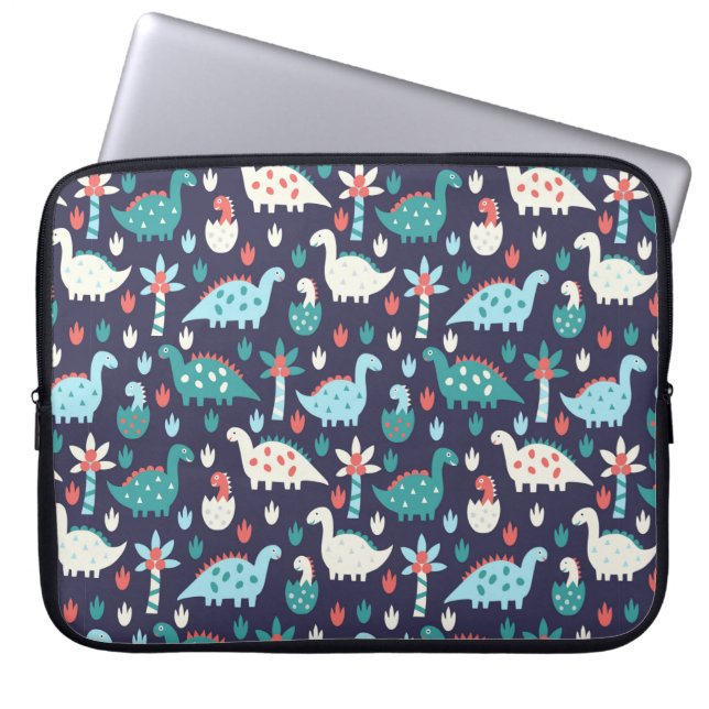 Capa Para Notebook Padrão sem costura de dinossauro bonito (Frente)