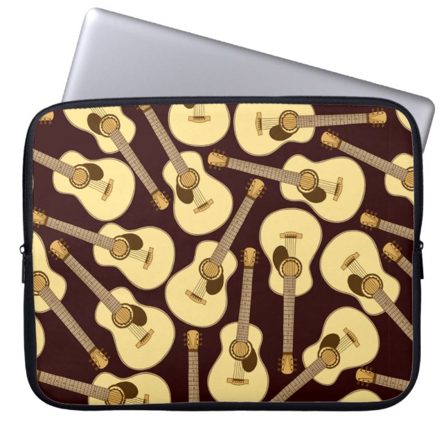 Capa Para Notebook Padrão sem costura de guitarra desenhada à mão (Frente)