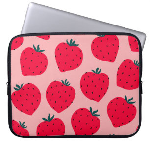 Capa Para Notebook Padrão sem costura de morango moderno. Grande roda
