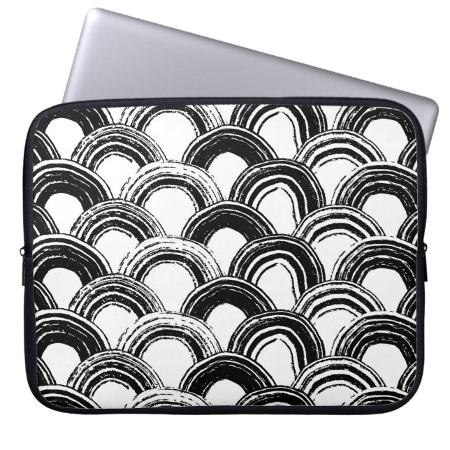 Capa Para Notebook Padrão sem costura de vinheta com régua de pincel  (Frente)