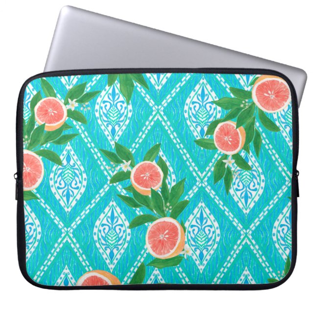 Capa Para Notebook Padrão sem costura desenhado à mão com folhas de t (Frente)
