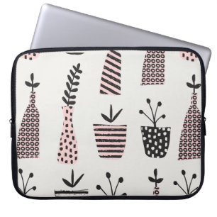 Capa Para Notebook Padrão sem costura desenhado à mão com plantas 