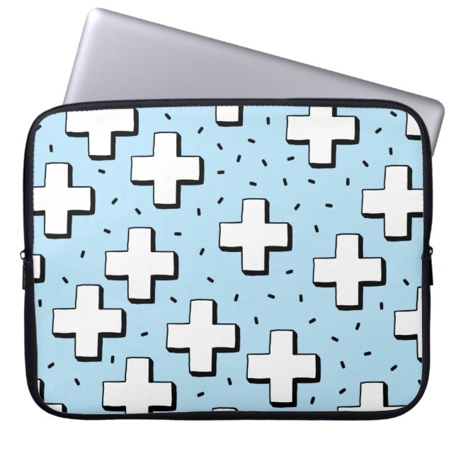 Capa Para Notebook padrão sem costura desenhado à mão com sinais de m (Frente)