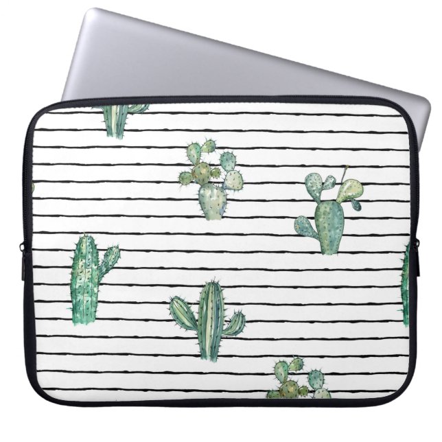 Capa Para Notebook Padrão sem costura do cacto do cacto de Aquarela (Frente)