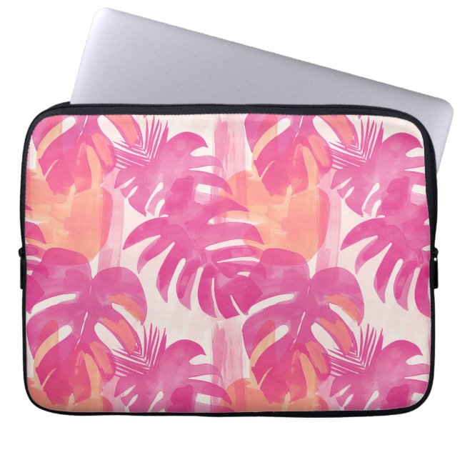 Capa Para Notebook Padrão simples de abstrato com folhas de monstera, (Frente)