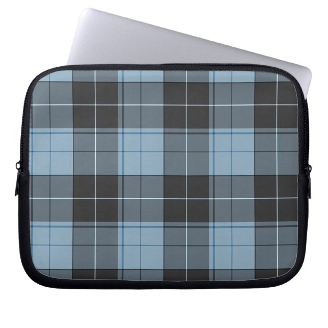 Capa Para Notebook Padrão simples de tartan em azul claro (Frente)