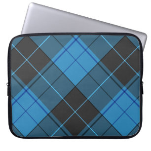 Capa Para Notebook Padrão Simples de Tartan em Azul Escuro