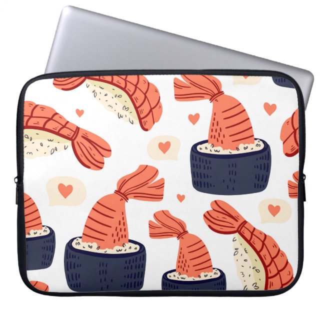 Capa Para Notebook Padrão Sushi Japonês de Comida Invisível (Frente)