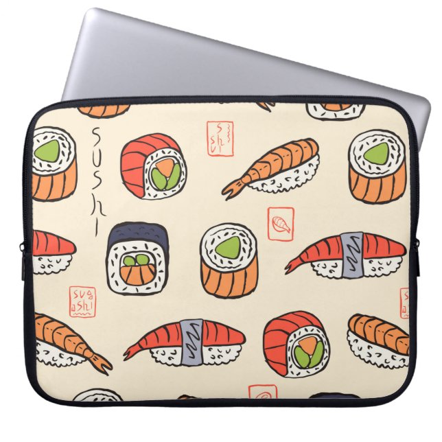 Capa Para Notebook padrão sushi sem costura (Frente)