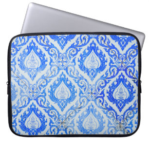 Capa Para Notebook Padrão tailandês: igreja cerâmica ladeada.