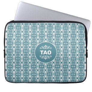 Capa Para Notebook Padrão Tao Abstrato Elegante em Verde-azulado