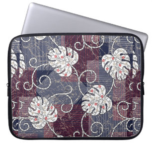 Capa Para Notebook padrão tradicional de listras e folhas
