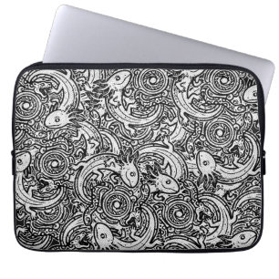 Capa Para Notebook Padrão tribal mitologia boho Xolotl Axolote Asteca